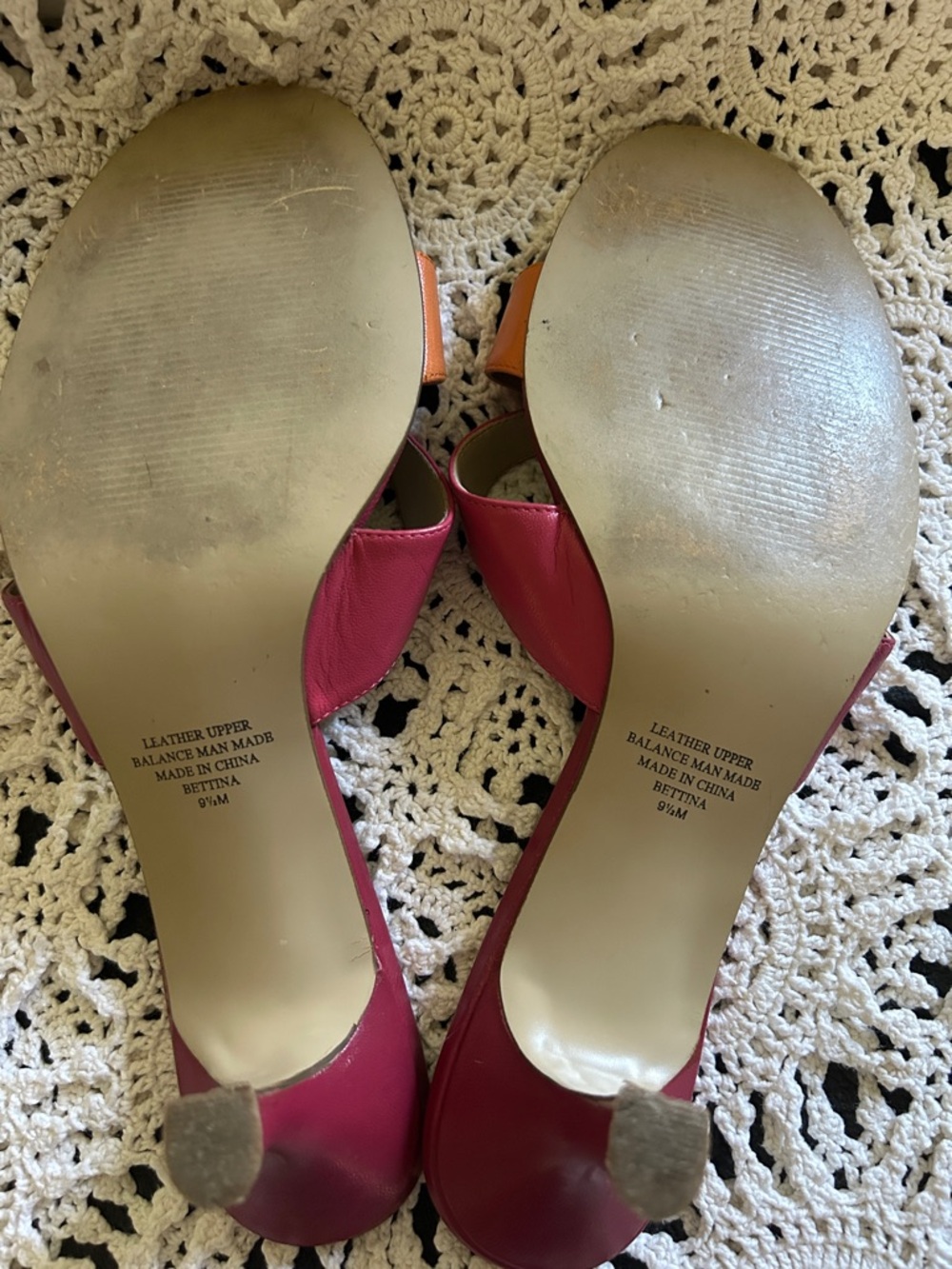 Jennifer Moore Red Slide Sandals with Orange & Yellow Accents - Picture 2 of 4